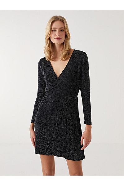 LC Waikiki Rochie de damă LCW cu decolteu dublu cu aspect strălucitor
