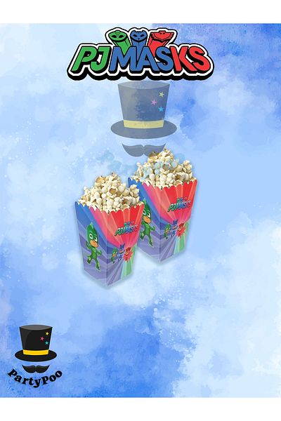 PartyPoo Pijamaskeliler Themed Corn Box 8 Pieces |   Party Decoration and Snack Box