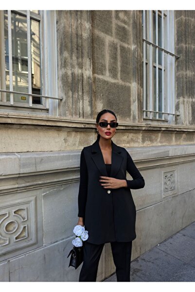 OUZ Fashion Women's Poly Viscose Lined Slit Long Vest