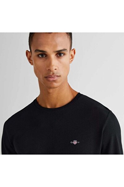 Gant Ανδρικό μπλουζάκι με μαύρο Slim Fit Crew Neck