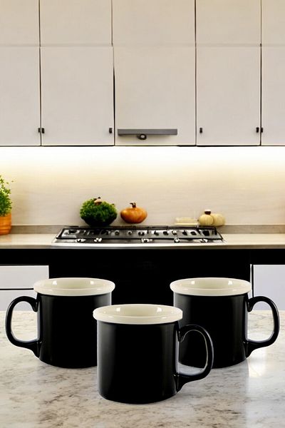 Digithome 3-Piece Black Porcelain Mug - C320-225