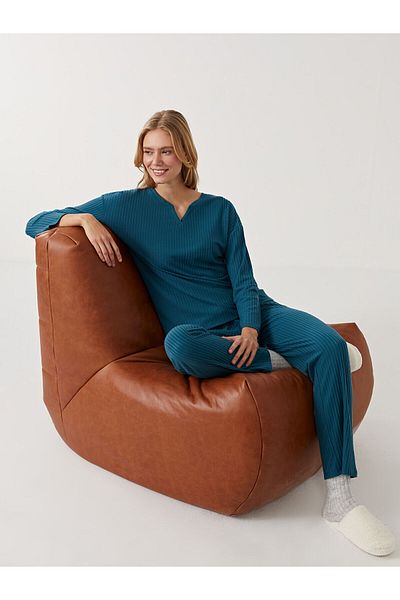 LC Waikiki Set de pijamale pentru femei Lcwk cu guler scăpat