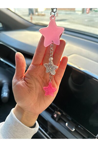 şirinco الوردي والفضي بريق النجوم الايبوكسي مرآة الرؤية الخلفية زخرفة هدية زخ...