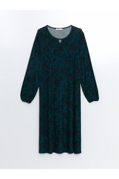 LC Waikiki Crew Neck Patterned A-Line Dress