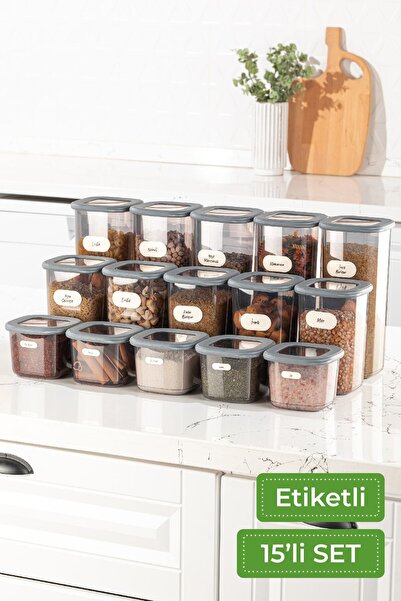 Mira Home Set de 15 recipiente pentru depozitarea alimentelor cu etichetă, 5 ...