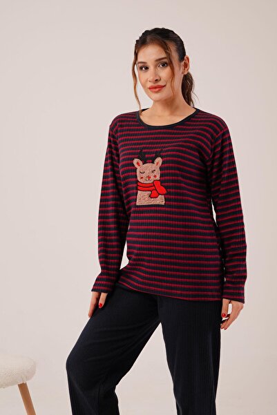 Hipo Trend Απαλό μαύρο σετ πιτζάμες με αρκουδάκι στο μπροστινό μέρος