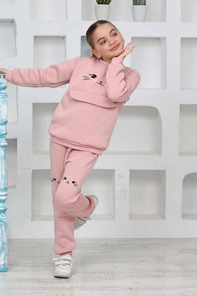 Sellfie Kids CAT PRINTED GIRL SUIT WITH COVER