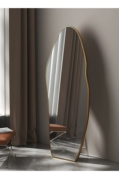 Taimi Large Elegant Design Mirror 165x60cm-full Length Mirror With Gold Metal Frame And Back Stand