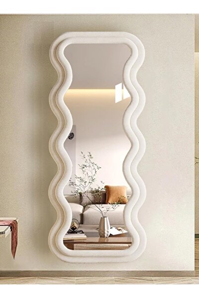 Taimi Large Mirror With Elegant Design 160 X 60 Cm - Full Length Mirror With Beige Wooden Frame