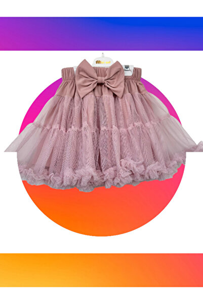 nedo7 Kız Çocuk Fiyonklu Tütü Etek Bej