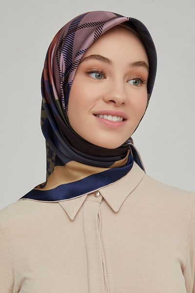 Armine Σειρά Nostalgia Silk Twill Scarf 8620D-39 Καρό μοτίβο ΣΚΟΥΡΟ ΜΠΛΕ-ΣΚΟΥΡΟ ΠΡΑΣΙΝΟ