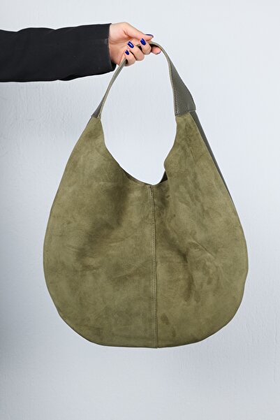 LuviShoes Puja Khaki Skin Khaki Genuine Suede Leather Women's Shoulder Bag