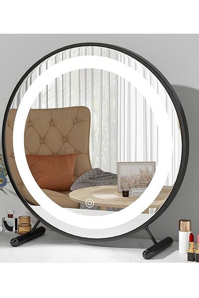 Taimi Black Round Makeup Mirror 40cm With 3 Lighting Modes