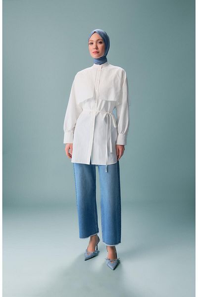 Armine Ecru Cotton Shirt Ort3442 - Windbreaker