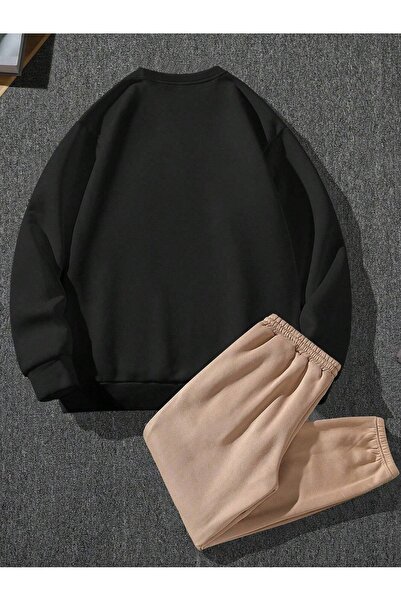 Know Men's 3 Thread Black Mink Pocket California Print Bottom Top Tracksuit Set