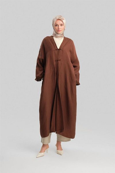Armine Kupra Linen Abaya 24Y5510 Bitter Brown