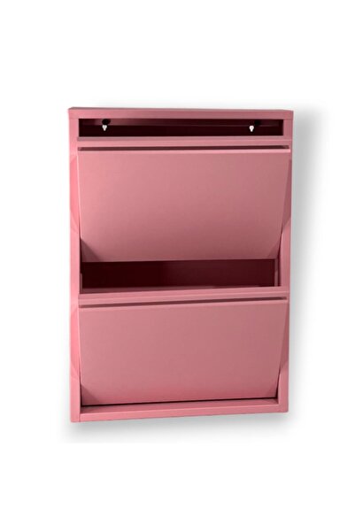 ReHome 2 Raflı Metal Ayakkabılık | Pembe | 2li Metal Ayakkabı Dolabı |