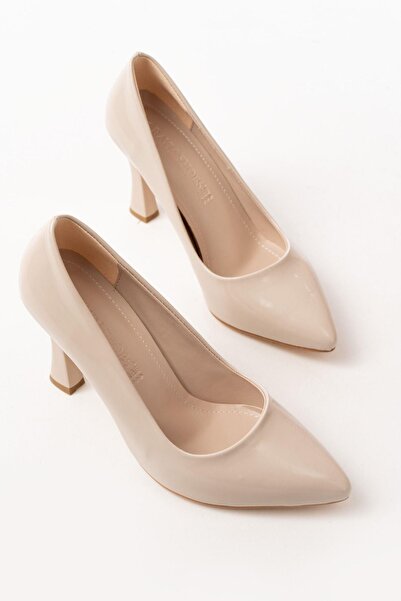 Aymood ST-001 Bej Rugan Günlük 9 cm Topuklu  Stiletto Ayakkabı