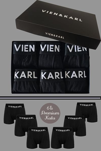 Vien&Karl Ανδρικό μαύρο κουτί 6 τεμαχίων ίσιο μποξεράκι Lycra
