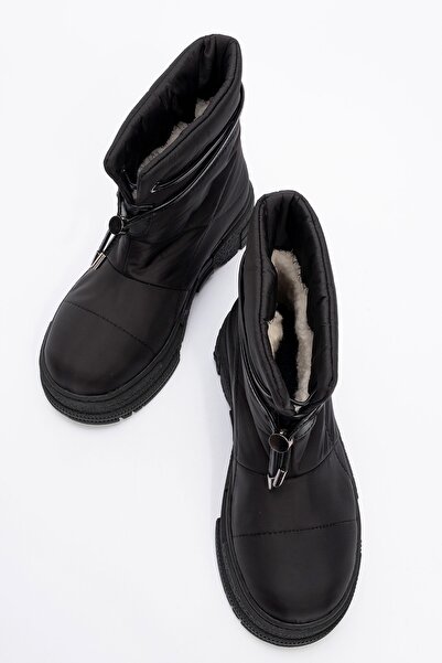 LuviShoes MESTA Siyah Paraşüt Kadın Bot