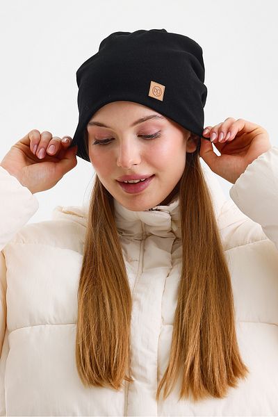 Butikgiz Black Thermal 100% Cotton Soft 2 Style in 1 Beanie Premium Cuts Series