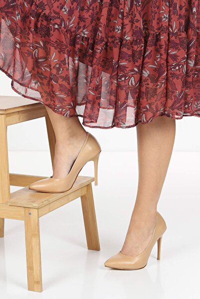 Aymood Rahat Ve Şık 11 Cm Topuklu Stiletto Nude Cilt Kadın Ayakkabı