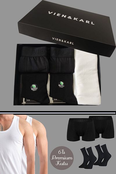 Vien&Karl Ανδρικές κάλτσες Boxer-Athlete Σετ 6 Premium Box με δώρο και θήκη προίκας