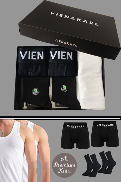 Vien&Karl Ανδρικές κάλτσες Boxer-Athlete Σετ 6 Premium Box με δώρο και θήκη προίκας