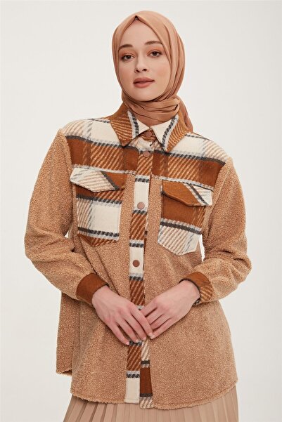 Armine Ekose Garnili Peluş Ceket 22k5005 Gri