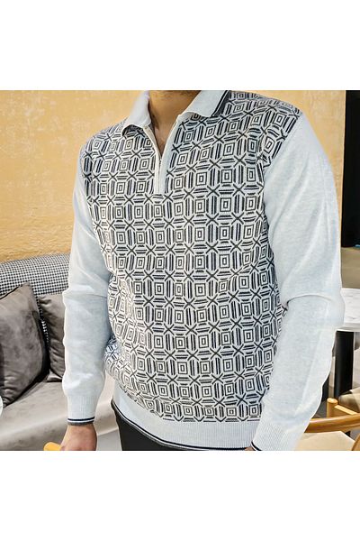 Kamalı White Men's Polo Neck Cool Anti-Pilling Knitwear Sweater