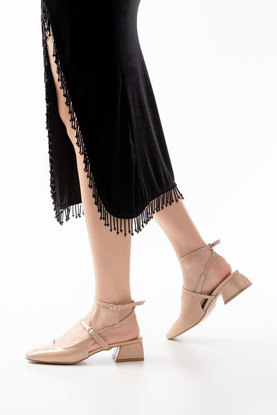 Aymood ST-003 Nut Patent Leather Daily Pantofi cu toc de 4 cm