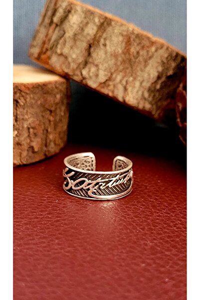 Antique Dolunay Antik Gümüş Kaplama Atatürk İmzalı Silüetli Ayarlanabilir El ...