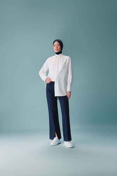Armine Ecru Shirt - Ort3444 Model