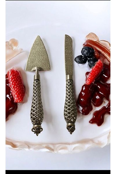 LeesHome Set of 2 Luxury Spatula and Blades Pastry Cake Serving Presentation Silver