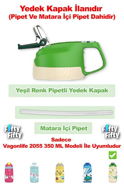 Vagonlife Replacement Lid and Straw in Flask with Straw for Children's Thermos - 2055 350 ml