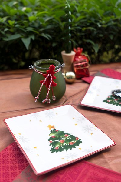 M'art Home New Year's Eve Set of 6 Square Serving Plates 24X24 cm