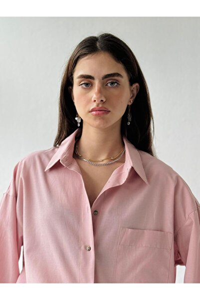 Retrobird Розова дамска риза с дизайн на гадже