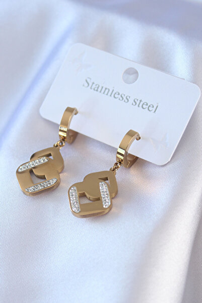 Skygo ieg ™   أقراط نسائية من الفولاذ 316L بلون ذهبي وحجر الزركون - TJ-BKP770...