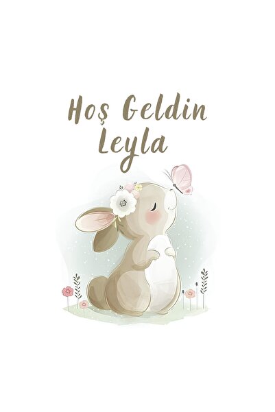 Pera İsme Özel Tavşan Tema Etiket Yuvarlak 4 Cm 72 Adet