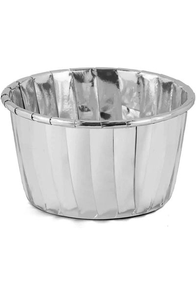 POINTTECH Set of 12 Silver Gray Metallized Muffin Cupcake Cakes - Can Enter the Bakery, 6.5X4Cm Capsule Container