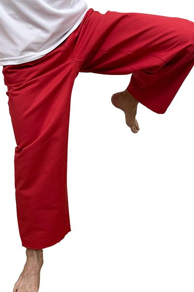 TOP GLORY Pantaloni Taekwondo roșii negri cu nervuri