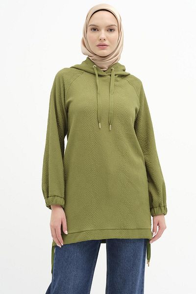 Tuğba Transpirație cu glugă - Olive