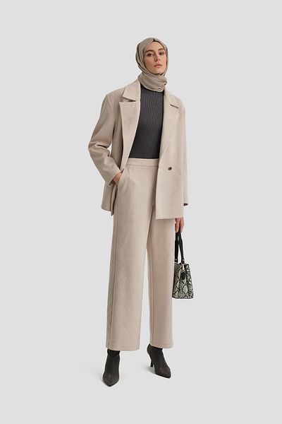 Armine Μπεζ Suede Blazer Jacket - 24k5710