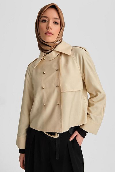 Armine 24K3604 Model Trench Jacket - Moonstone