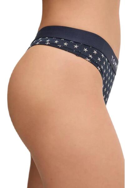 Tommy Hilfiger Kadın Mavi Tanga Print UW0UW04796