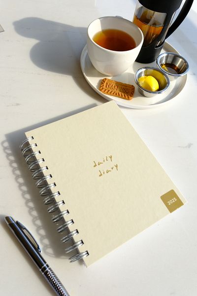 Lemsstudio Soft 2025 Beige Pastel Beige Cream Hard Cover Spiral Daily Dated Agenda