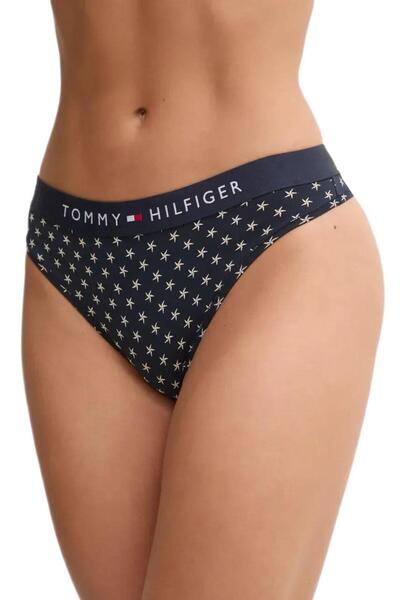 Tommy Hilfiger Kadın Mavi Tanga Print UW0UW04796