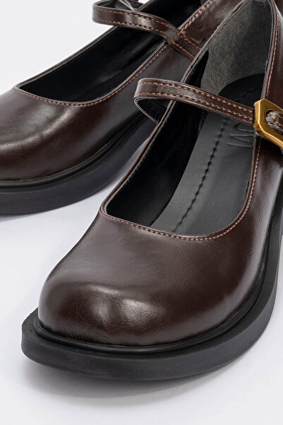 LuviShoes Bueno Brown Skin Dámské boty na tlustém podpatku