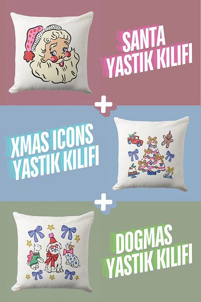 Hello Melody Design Hello Melody Σετ με 3 μαξιλαροθήκες XMAS - Πρωτοχρονιά, Διακόσμηση, Δώρο