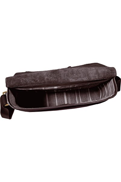 Hidesign Aiden Genuine Leather & Canvas Mini Crossbody Messenger Bag Brown